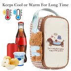 Linkidea Thermal Snack Bag with Pendant, Lunch Cooler Bag Designed for Insulated Food Jar 16oz, Lunch Tote Fits Travel, Compatible with Thermos, Dacool 16 oz Food Jar (Beige)