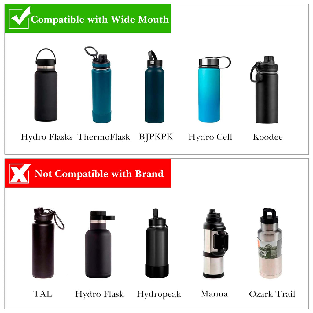 Linkidea Wide Mouth Water Bottle Lid with Handle Compatible with Hydro Flask Wide Mouth 12/16/18/20/32/40/64oz, Waterbottle Replacement Wide Mouth Flex Cap (Black)