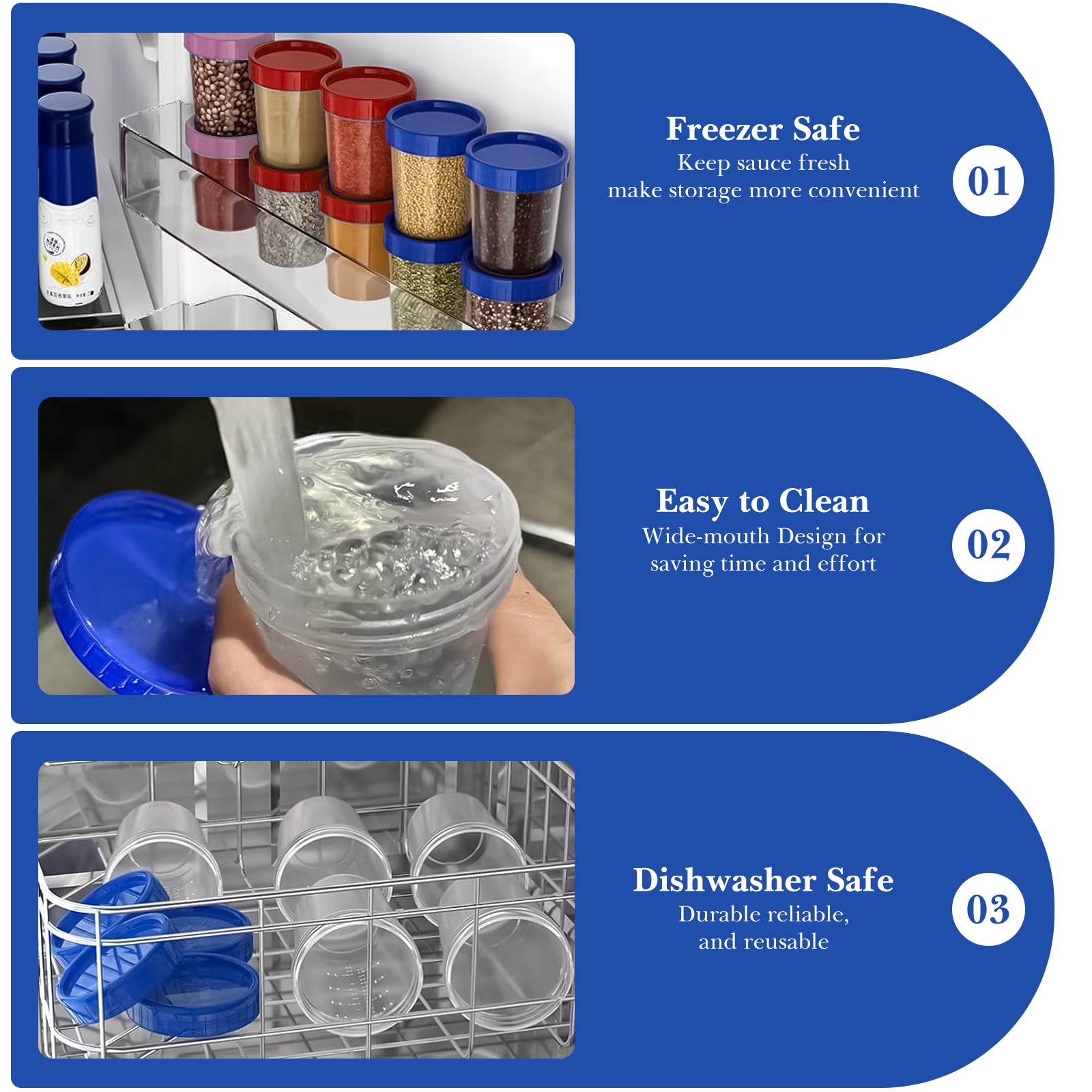 Linkidea 16 Pack Condiment Containers with Lids, Small Salad Dressing Container to Go with Scale Mark, Reusable Stackable Plastic Dip Sauce Containers (4 Oz)