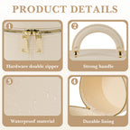 Linkidea Round Insulated Lunch Box, Hard Shell Waterproof Lunch Storage Box with Hand Strap, Compatible with 20 oz Crock Pot (Beige)