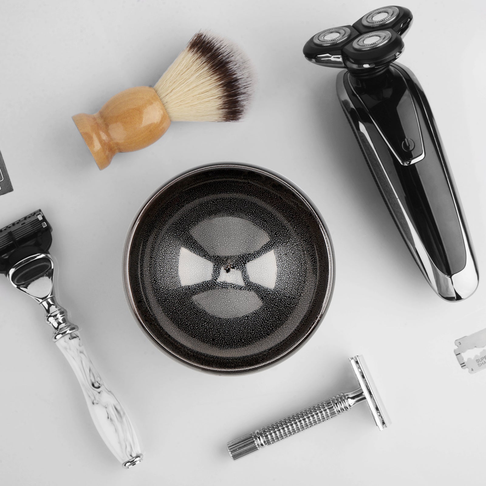 Linkieda Handcrafted Ceramic Shaving Bowl for Wet Shaving, Compatible with All Shaving Brushes, Unique Jian Zhan Glaze for Bathroom Use (Black)