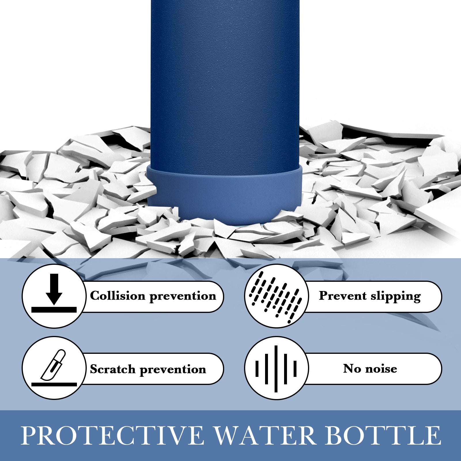 Linkidea 2 Pack Water Bottle Boot Compatible with CamelBak Chute Mag 40oz, Silicone Anti-Slip Waterbottle Bottom Sleeve Bumper Protector (Nordic Blue)