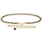 Plus Size Chain Belt for Women, Gold and Black Faux Small Pearl Waist Belt, 51 Inch Adjustable Extra Long Body Decorate for Dresses, Party, Casual Wear, Fashion Jewelry Accessory