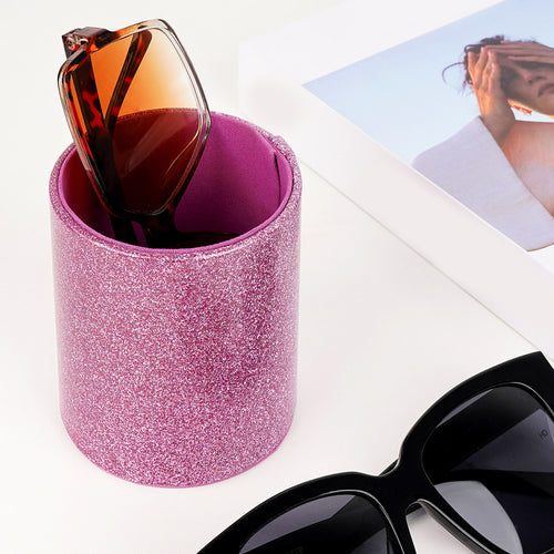 Extra Large Sunglasses Desk Holder Stand, 2 Pack Vegan Leather Eyewear Display Storage with Flock Lining, Sun Shades Organizer Compatible with Rayban RB220/RB2195/RB3447/RB3809