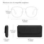 Extra Large Sunglasses Pouch Case, Vegan Leather Sun Glasses Organizer Soft Bag Compatible with Gucci GG0595S GG0875S GG0351S GG1087S RayBan RB4840S RB2132 RB3707 (XL, Black)