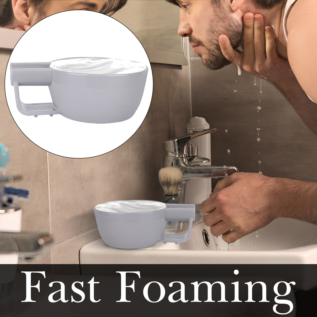 Linkidea Plastic Shaving Soap Bowl with Non-slip Handle, Wide Mouth, Large Capacity, Easier to Lather Ridges, Wet Razor Shave Cream Bowl for Men (Grey)