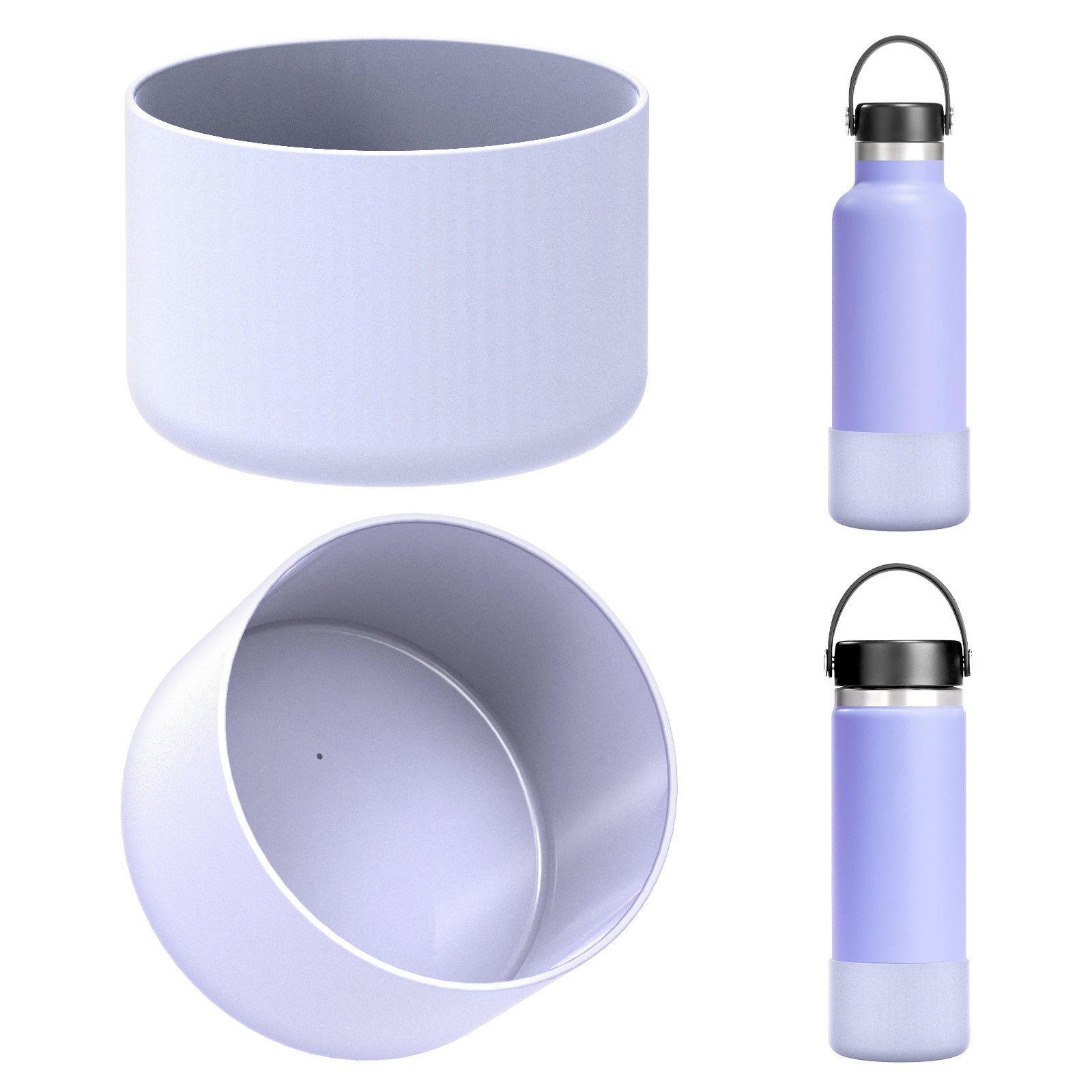 Linkidea 2 Pack Water Bottle Boot Compatible with Hydro Flask Wide Mouth 12oz/14oz/16oz/18oz/20oz, Silicone Bottle Bottom Sleeve Bumper Protector (Fog)