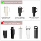 Linkidea Water Bottle Holder with Strap Compatible with Stanley Quencher H2.0 30oz/40oz, Simple Modern 40oz Tumbler, Vegan Leather Waterbottle Bag Holder, Shoulder Strap with Keyring, Pink