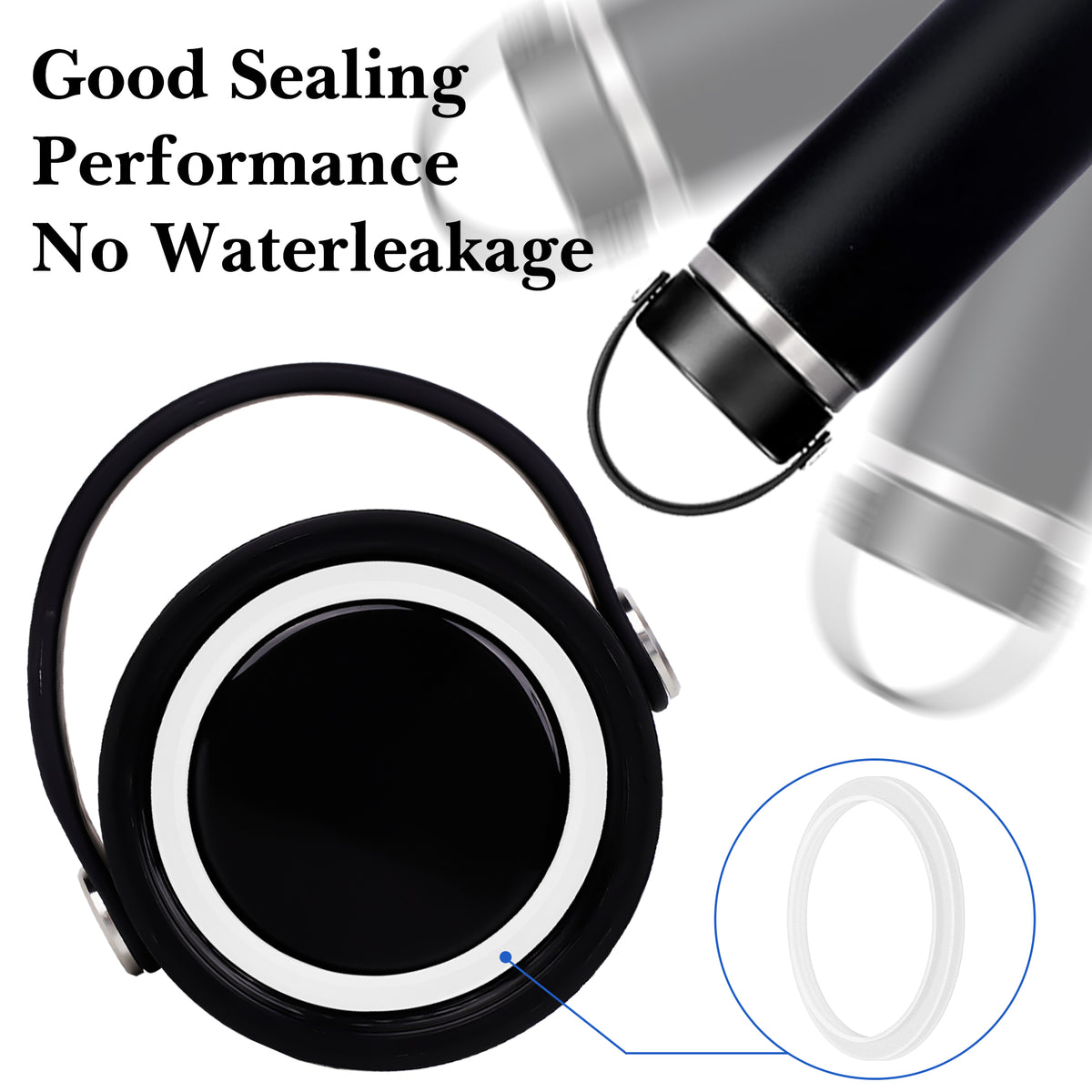 Linkidea 6 Pack Water Bottle Gasket Replacement Compatible with Hydroflask Wide Mouth Bottle Series 20/24/32/40oz, Silicone O Ring Leak Proof Rubber Seal with Tweezer for Bottle Lid, Clear