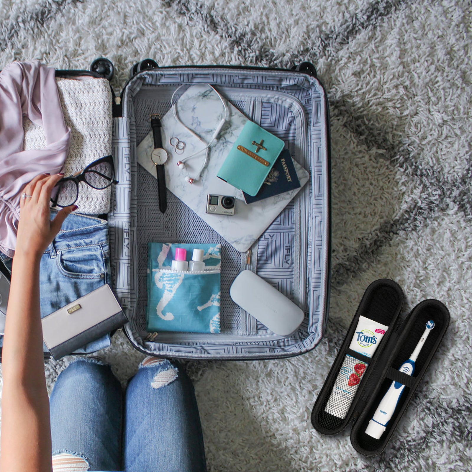 Electric Toothbrush Travel Case Holder, Battery Toothbrush Carry Bag Compatible with Pro 1500 8000, 4100, 5100, 6100, 9900