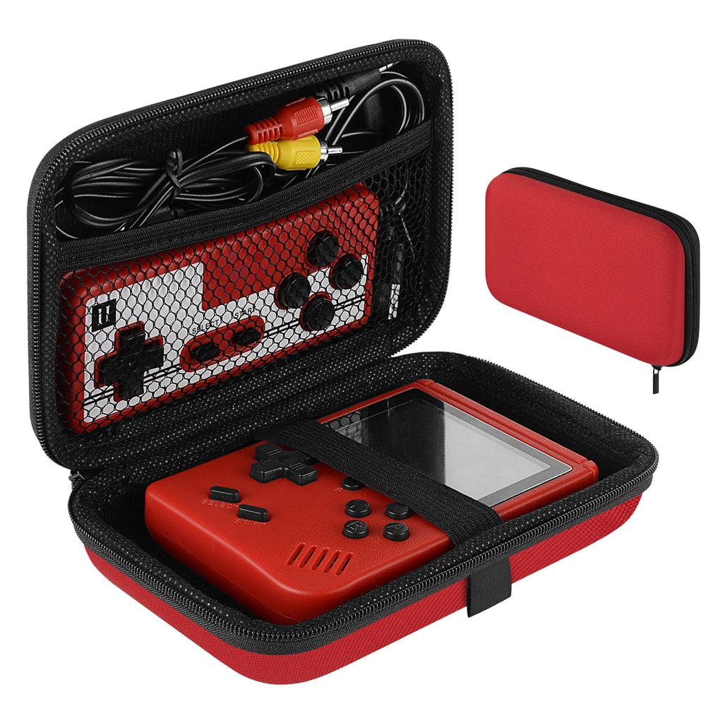 Linkidea Handheld Game Console Carrying Case, Protective Travel Retro Mini Game Storage Bag for Charging Cable, Earplugs, Batteries and Accessories (Red)