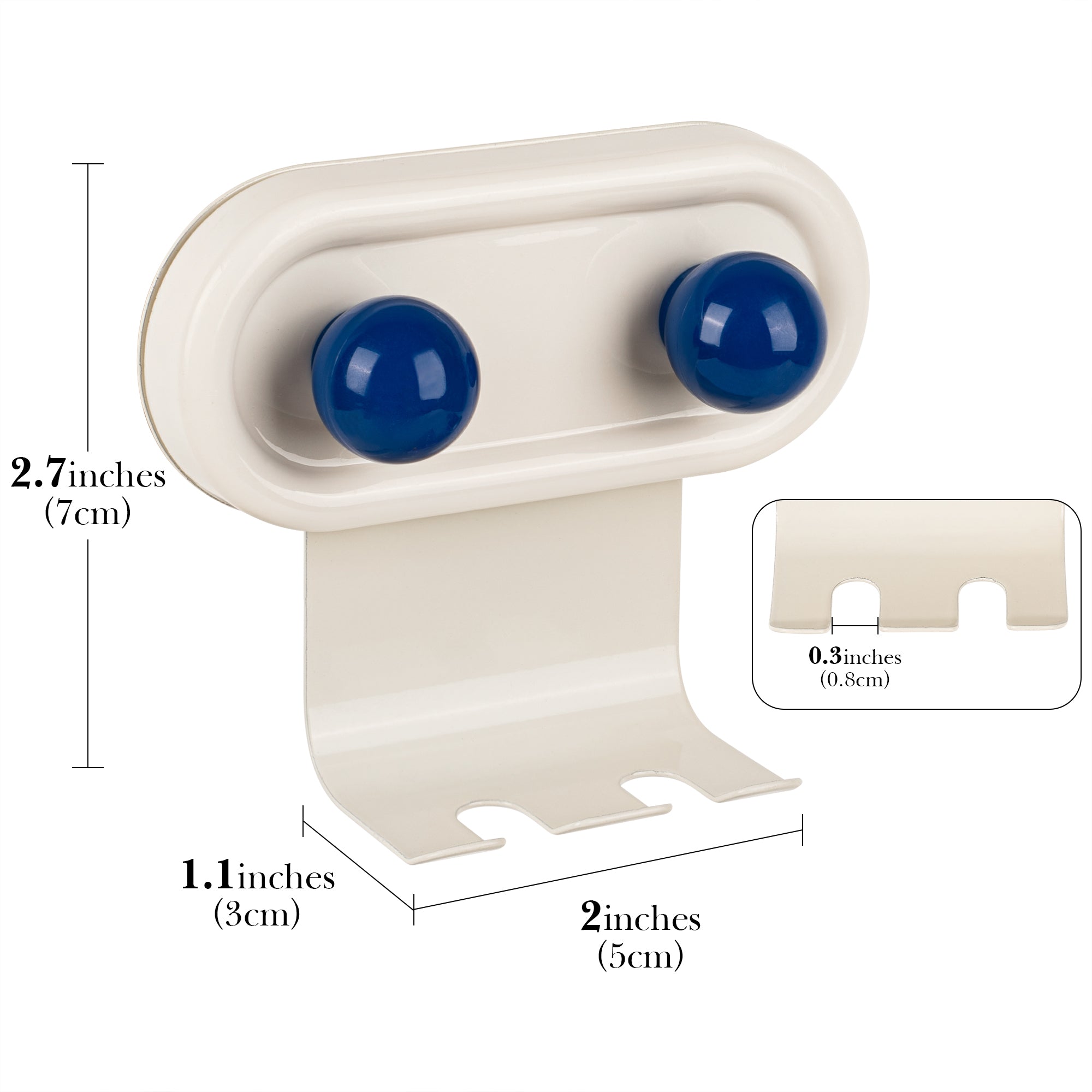 Linkidea 2 Pack Wall Mount Toothbrush Holder for Bathroom, 2 Slots Self Adhesive Iron Brush Hanger Compatible with Oral-B CrossAction, Colgate ExtraClean(Blue Dot)