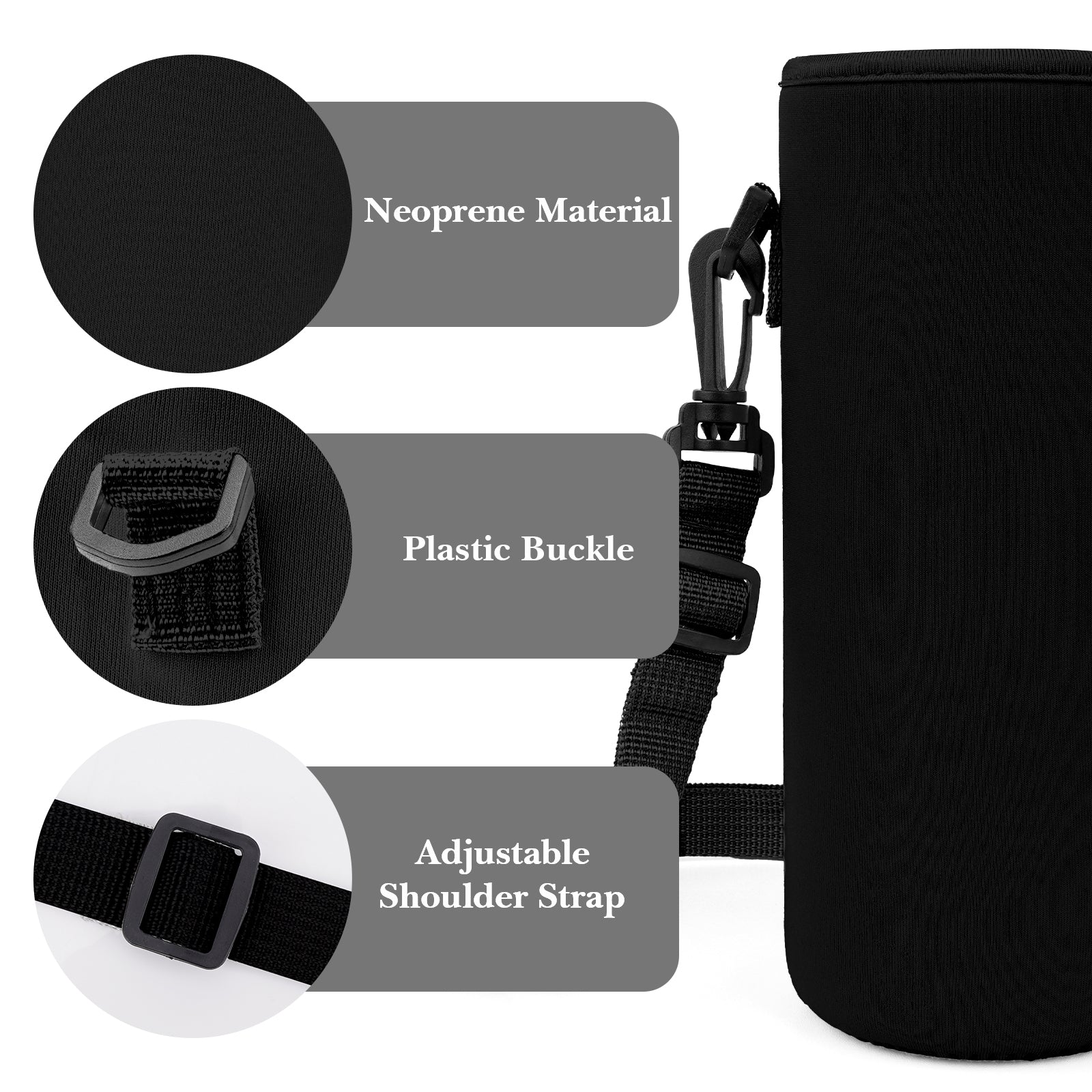 Linkidea Water Bottle Carrier with Strap Compatible with Simple Modern Summit Collection 40oz, Hydro Flask Wide Mouth, Waterbottle Sling Bag Holder with Shoulder Strap (Black)
