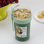 Linkidea Overnight Oats Containers with Lids, 33.4 oz Airtight Plastic Yogurt Cups with Spoons and Lids, Portable Overnight Oats Container for Milk, Cereal, Fruit, Yogurt, Fits Work/Picnic (Green)