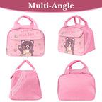 Linkidea Lunch Bag, Large Capacity Lunch Tote Bag with Hand Strap, Reusable Lunch Box Bag for Picnic, Outdoor, Compatible with B.Box, Sunhanny, Pedeco, QQKO, Xgxn Lunch Box (Pink)