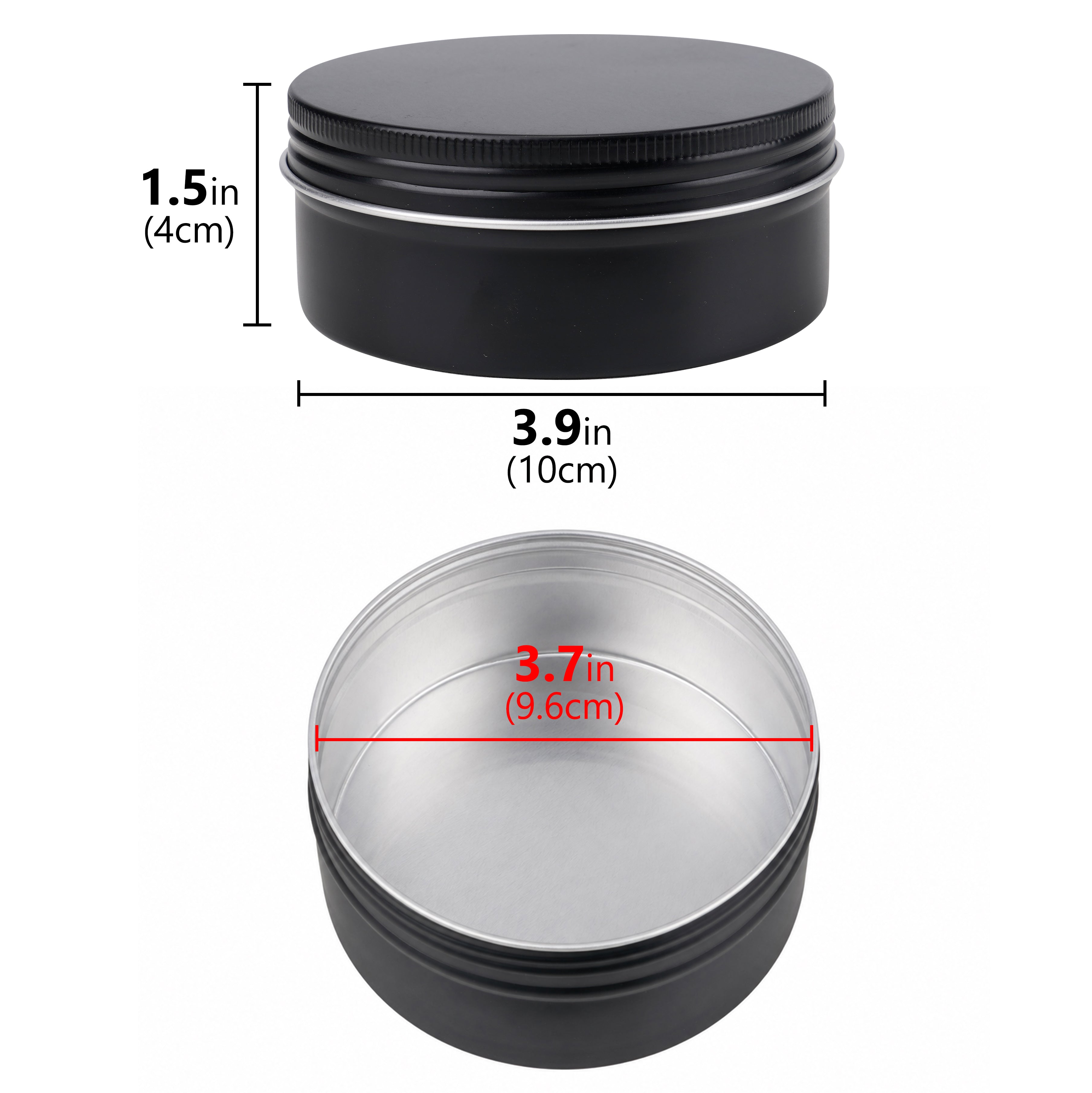 Linkidea 2 Pack Large Aluminum Shaving Soap Tin with Screw Lid, 3.9" Oversized Travel Case for Extra-Large Shaving Soap Pucks up to 3.7" Inner Diameter (Black)
