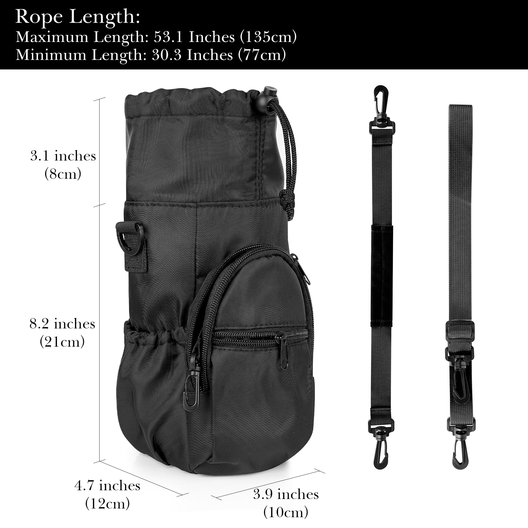 Linkidea Sports Water Bottle Carrier with Strap Compatible with Camelbak Chute Mag 50oz, Insulated Waterbottle Sling Bag Holder, Shoulder Strap with Phone Pocket (Black)
