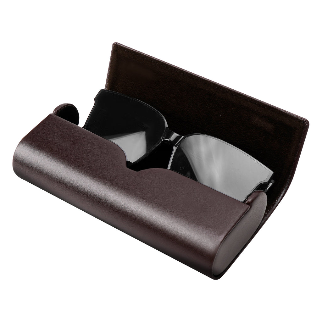 Extra Large Hard Shell Sunglasses Case with Soft Lid, Vegan Leather Sun Glasses Storage Bag Pouch Organizer Compatible with Gucci GG1422S GG1440S Persol PO3328S (XL, Coffee)