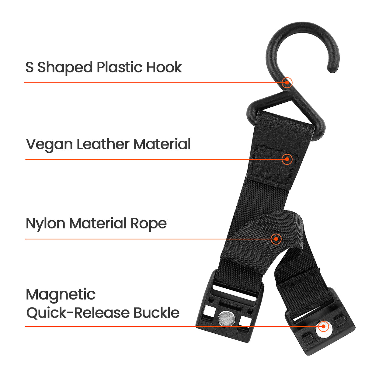 Linkidea 2 Pack Fence Hooks for Water Bottle, Compatible with YETI Rambler Bottle 18oz/26oz/36oz/46oz/64oz, S Shaped Hook Hanger Magnetic Buckle for Outdoor Sports Camping