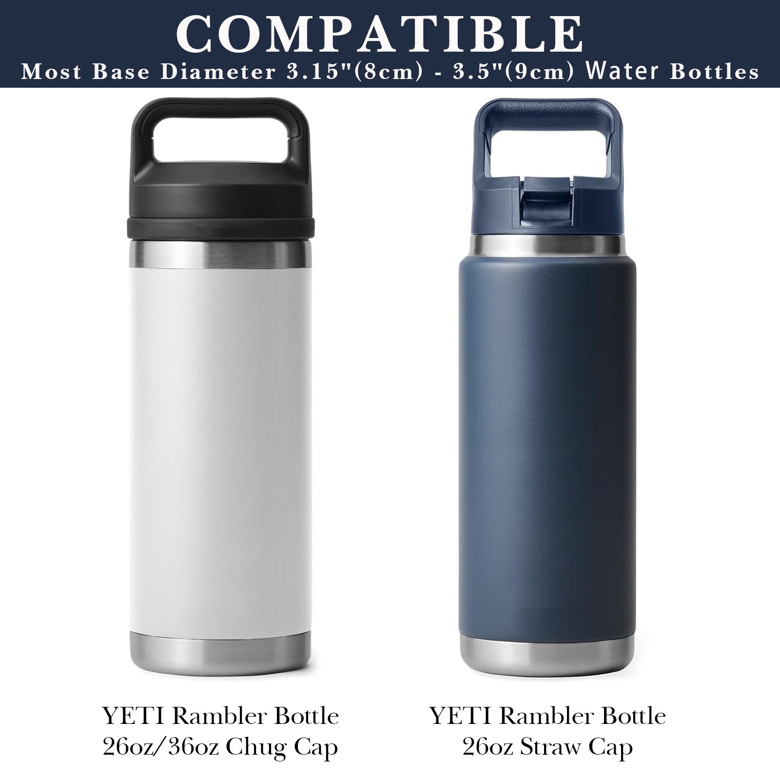 Linkidea Water Bottle Carrier with Strap Compatible with YETI Rambler Bottle 26oz/36oz, Waterbottle Sling Bag Holder with Shoulder Strap, Navy Blue