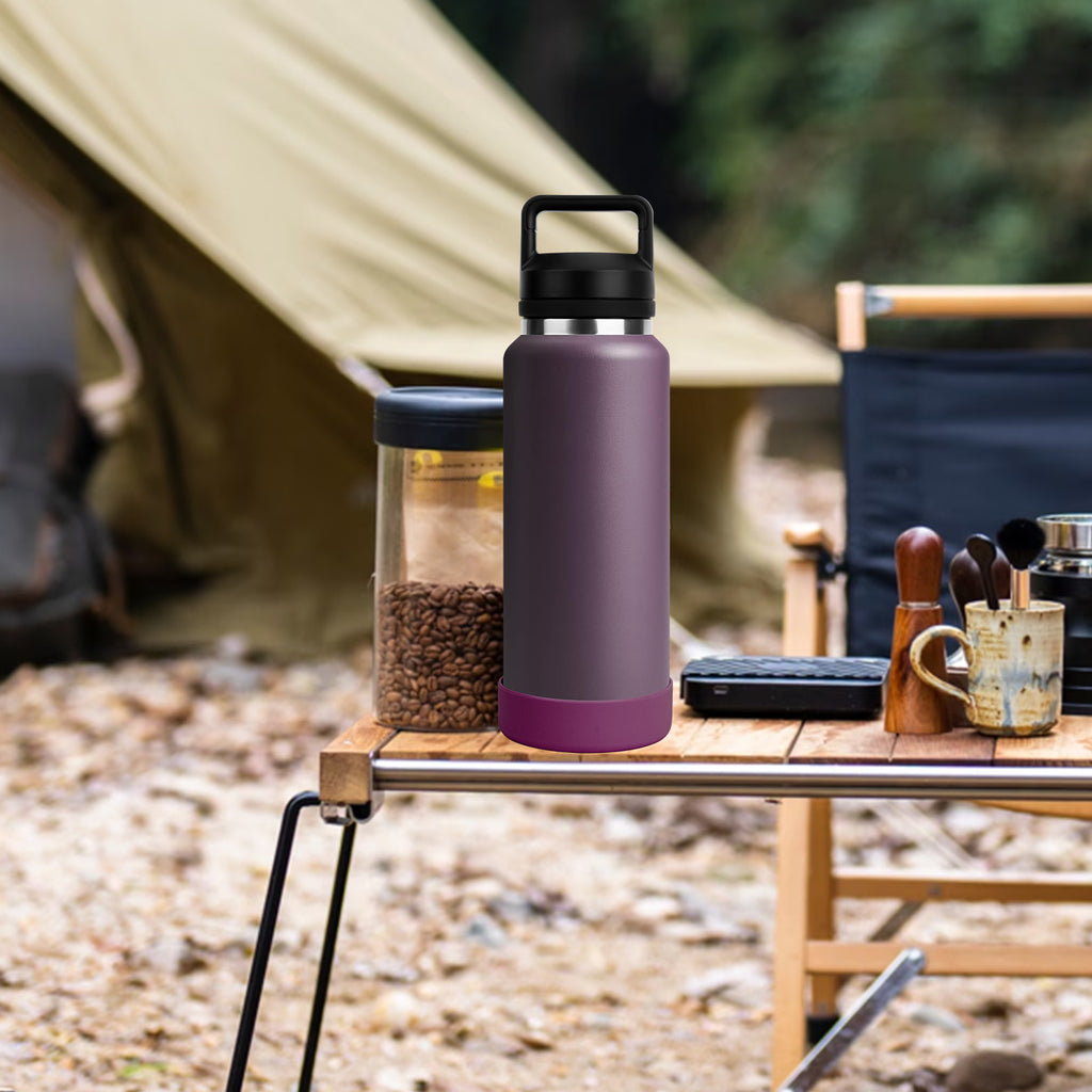 Linkidea 2 Pack Water Bottle Boot Compatible with YETI Rambler Bottle 26oz, Yonder 34oz, Silicone Anti-Slip Bottle Bottom Sleeve Bumper Protector (Nordic Purple)