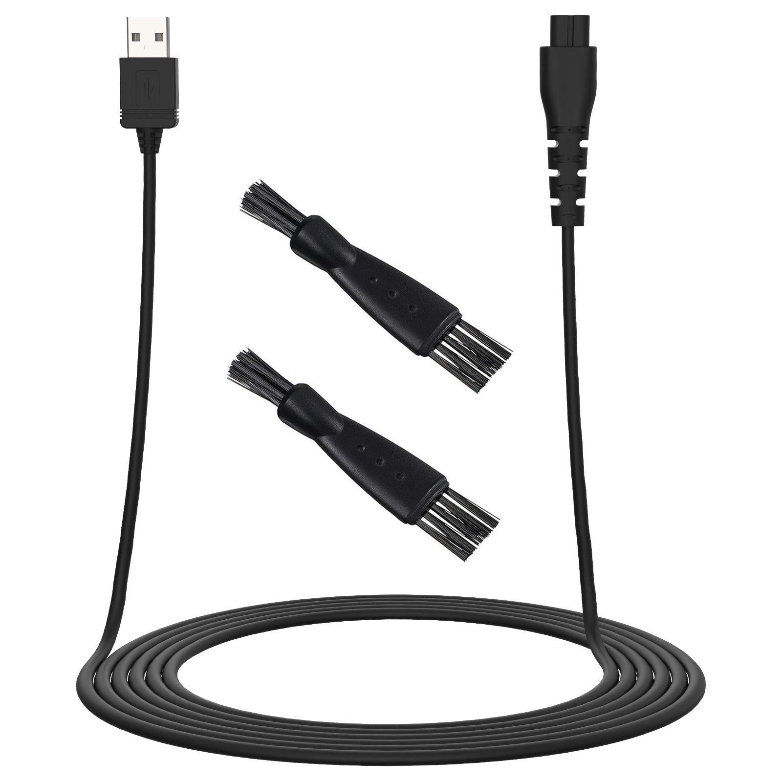 Linkidea Shaver Charger Cord with Two Cleaning Brush, Trimmer Data Cable, Adapter Charging Cable 5V Compatible with XR7000, XR7120, HC4250, PG6171, PG6250 (Black)