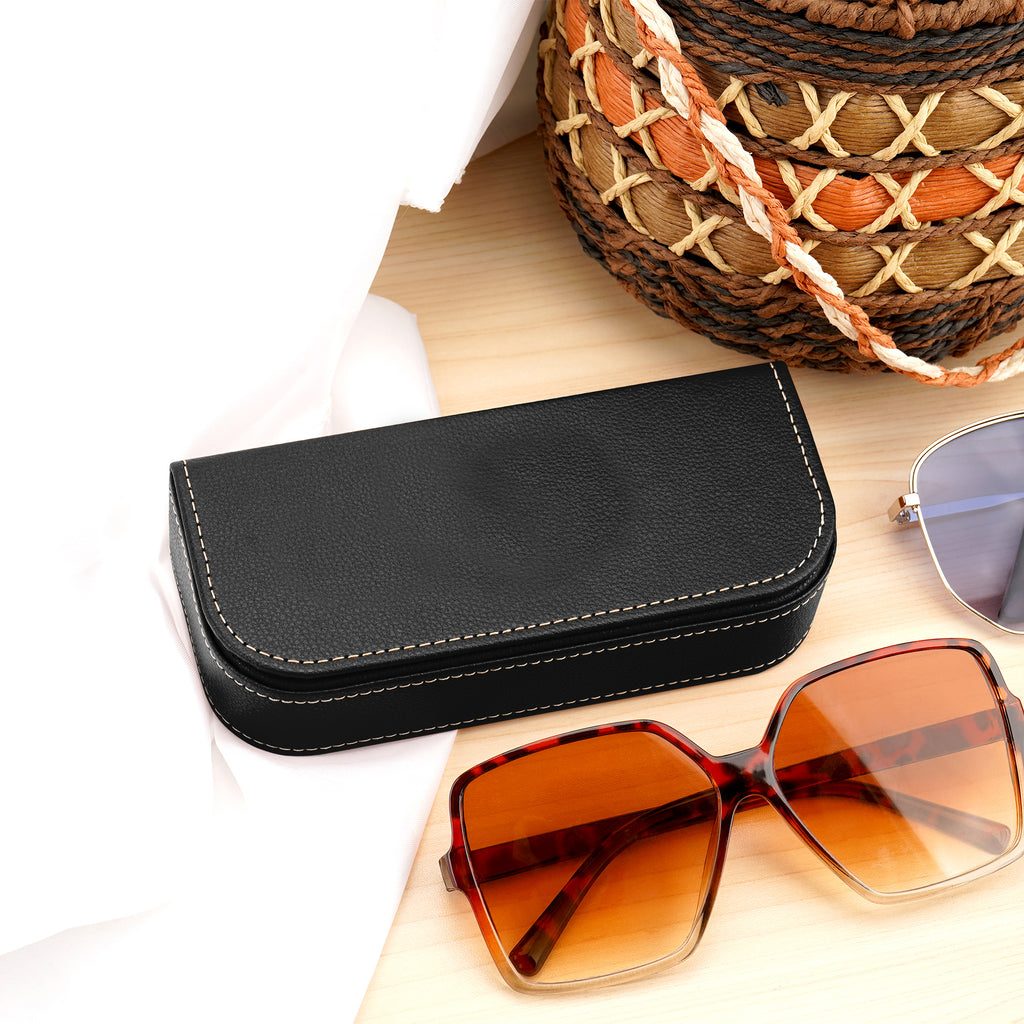 Linkidea Oversized Sunglasses Case, Large Frame Glasses Case for Sunglass, Eyeglasses Travel Bag Compatible with Rayban Aviator Reverse/New Wayfarer/Various Brand Models (Black)