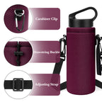 Linkidea Water Bottle Carrier with Shoulder Strap Compatible with Hydroflask Standard Mouth 18oz, CamelBak Carry Cap 20oz,Waterbottle Sling Bag Holder (Wine Red)