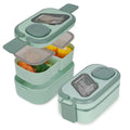 Linkidea 2 Pack Salad Container for Lunch, Reusable Food Container with 2 Layers 3 Compartments and Flatware, Food Box with Leak-Proof Cover Fits to Microwave/Dishwasher/Freezer Safe (Green)
