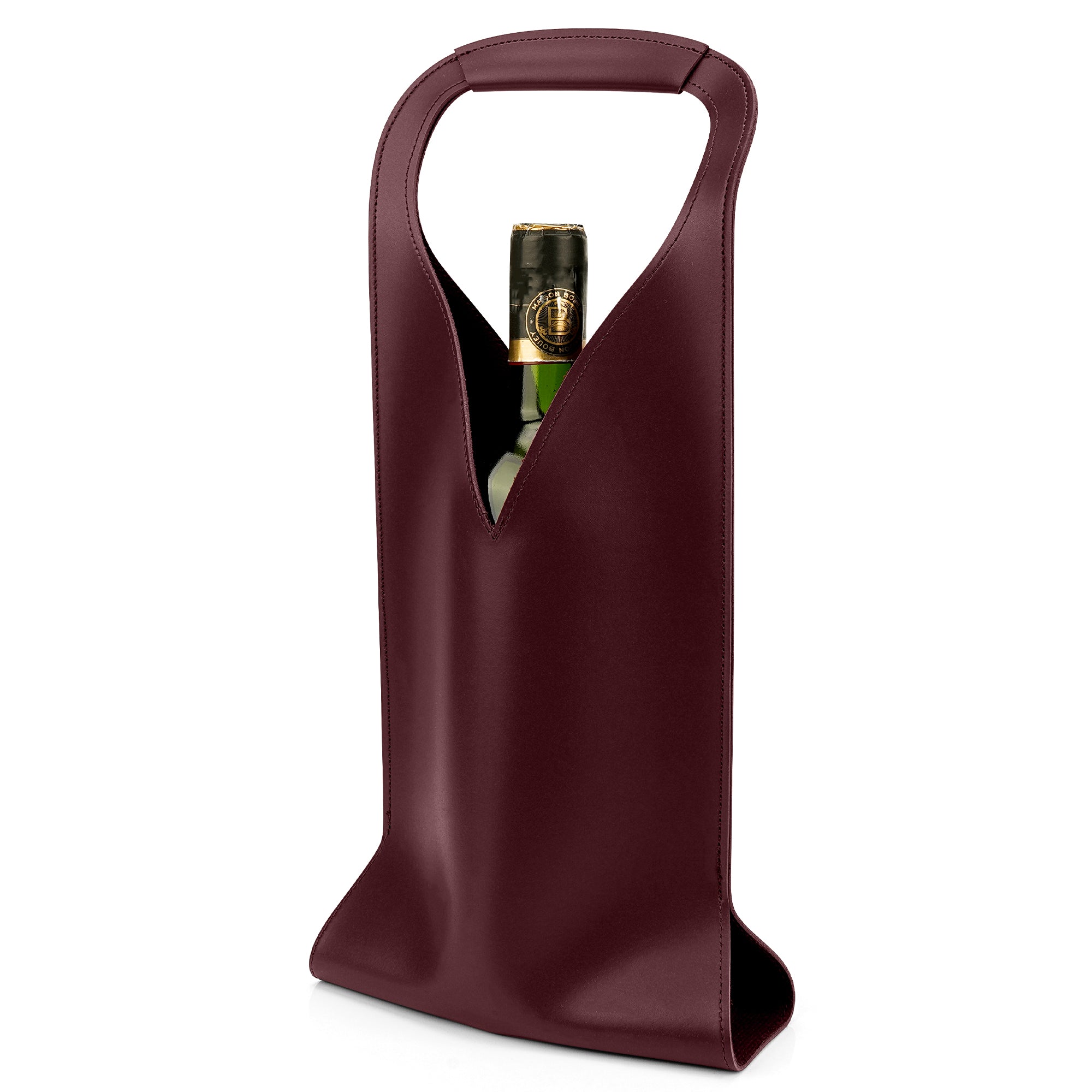 Linkidea Vegan Leather Wine Bottle Bags, 16.7" x 6.9" Wine Tote Bags for Gifts, Luxury Gift Bags for 750ml Wine Bottles, Fits Christmas Use (Red)