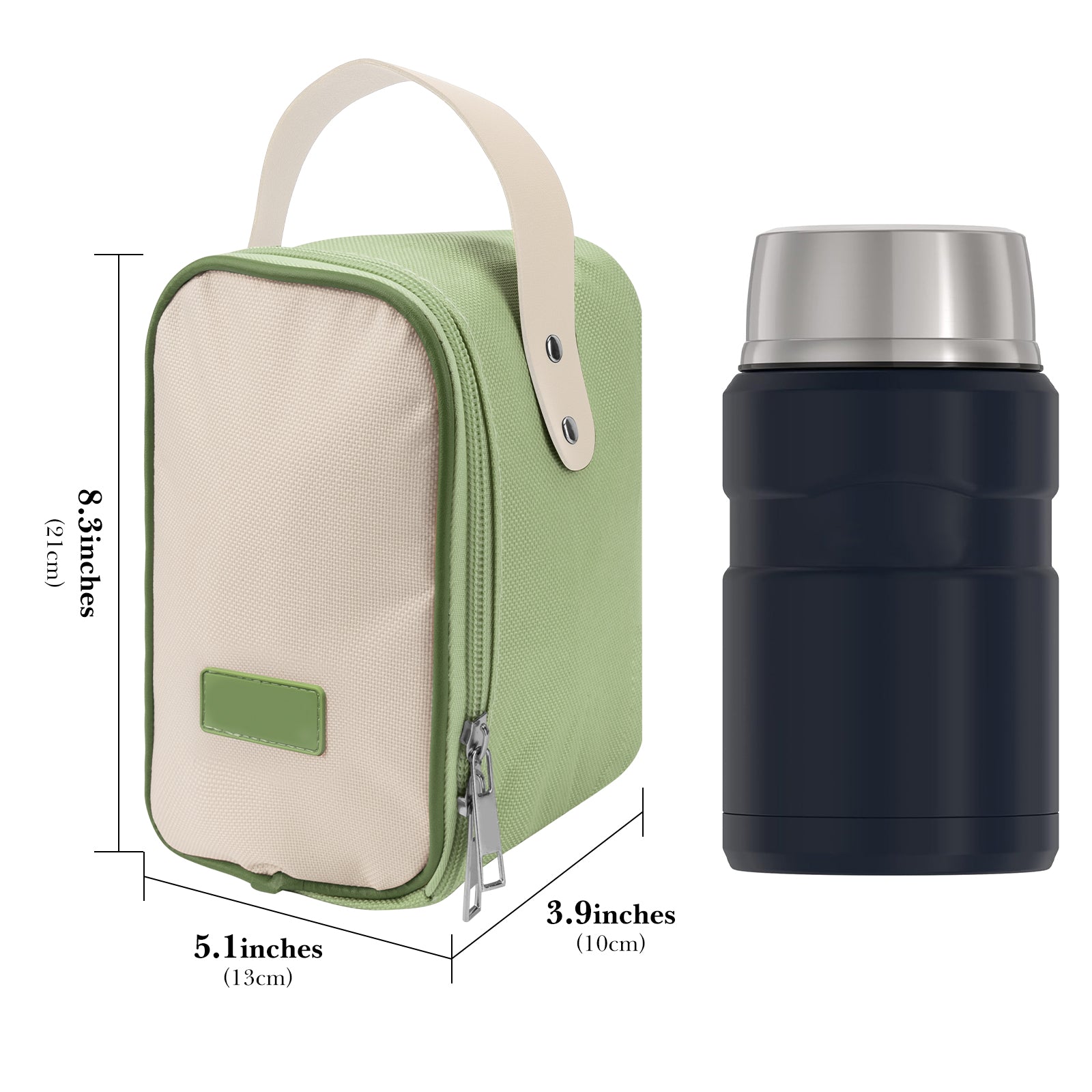 Linkidea Insulated Food Jar Bag, Thermal Snack Bag, Lunch Cooler Bags for Food Jar, Suitable for Office Work, Outdoor Picnics, Compatible with THERMOS 24 oz (Green)