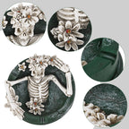 Linkidea 4.5-Inch Diameter Gothic Skull Ashtray with Floral Design, Durable Resin Cigarette Rest for Halloween Decoration & Gothic Home Decor, Smoking Accessory Gift for Smokers