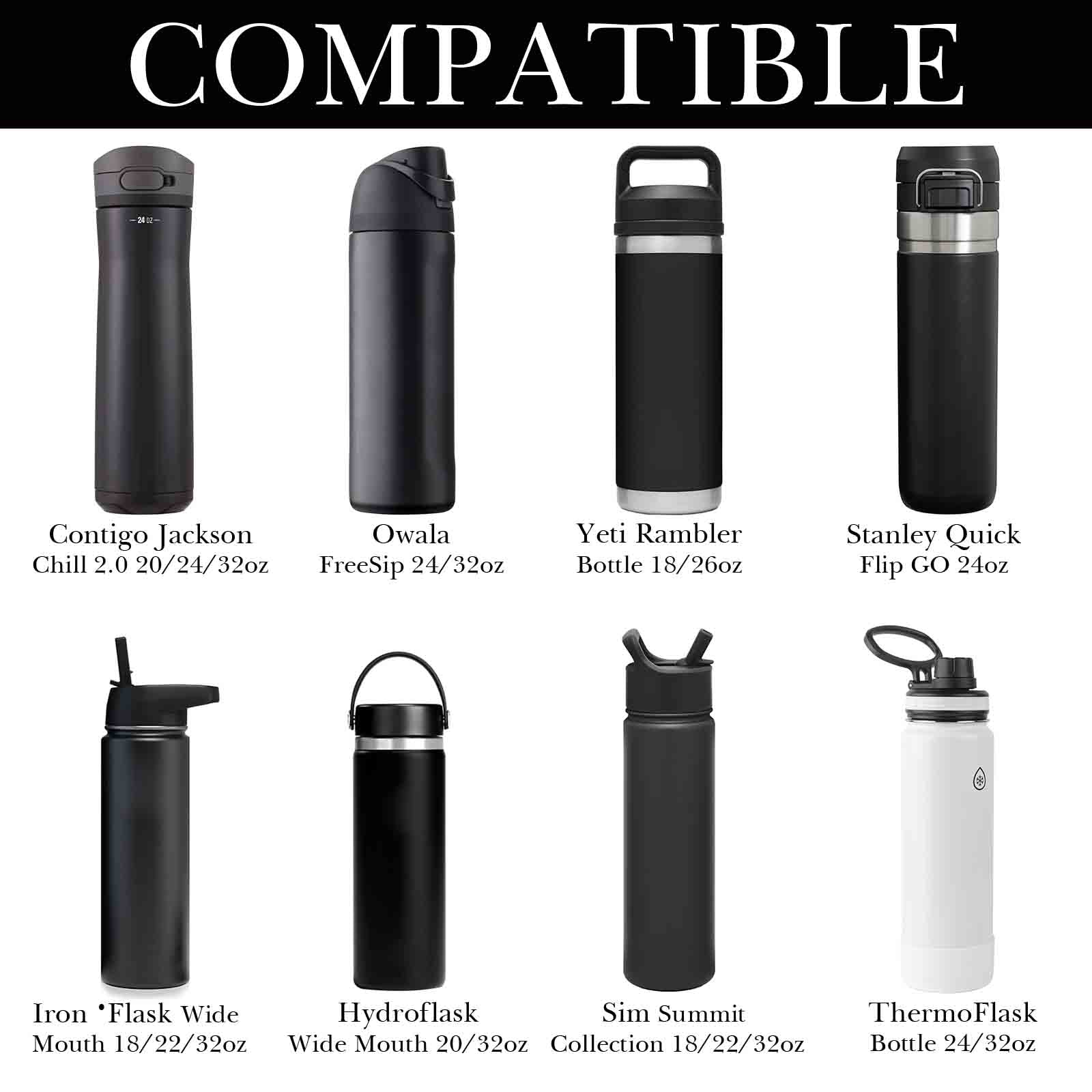 Linkidea Water Bottle Carrier with Strap Compatible with YETI Rambler Bottle 18oz, Owala FreeSip 24oz, Lightweight Waterbottle Sling Bag Holder with Shoulder Strap for Travel, Black