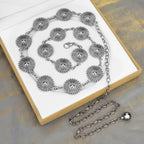 Plus Size Chain Belt for Women, Max 59 Inch Adjustable Extra Large Chunky Belt Chain for Dresses, Party, Casual Wear, Fashion Jewelry Accessory (Silver, Daisy Style)