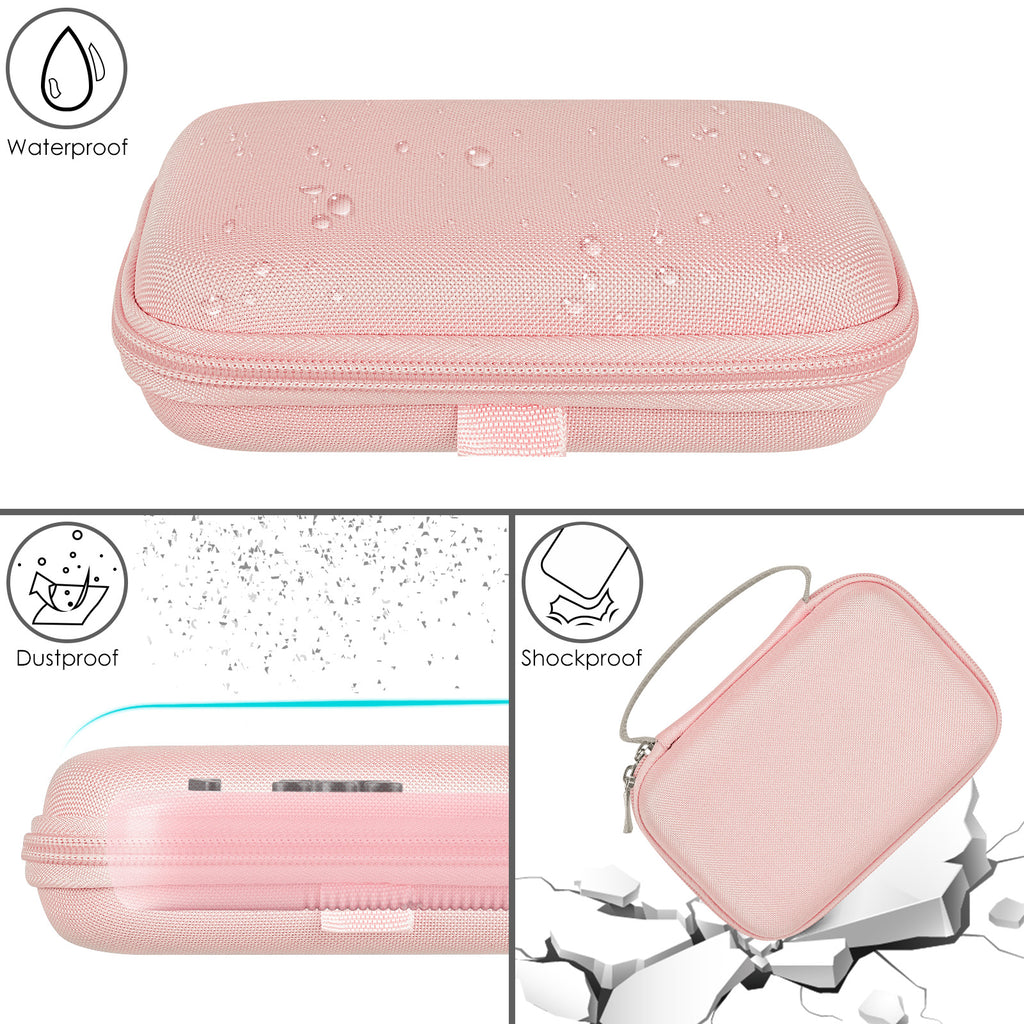 Linkidea Handheld Game Console Carrying Case, Shockproof Travel Storage Organizer Compatible with Mini Game Player Box for Charging Cable, EarPods, Batteries and Accessories (Pink)
