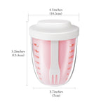 Linkidea Fruit Salad Travel Container With Colander, 21 oz Leak-Proof Plastic Salad Lunch Storage Container with Spoons and Lids, Fruit, Vegetable Portable Cup for Work, Picnic (Pink)