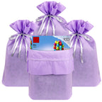 Linkidea 4 Pack Reusable Drawstring Gift Bags, Fabric Party Favor Bags for Birthday, Christmas & Holiday, Toy Storage Pouch for Building Blocks, Bricks & Goodie Bags (Purple)
