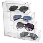 Acrylic Sunglasses Organizer for Extra Large Sunglasses, Glasses Holder Sunglass Display Stand with 4 Drawers, Sun Glasses Storage Compatible with Gucci GG0876S GG0875S GG1020S