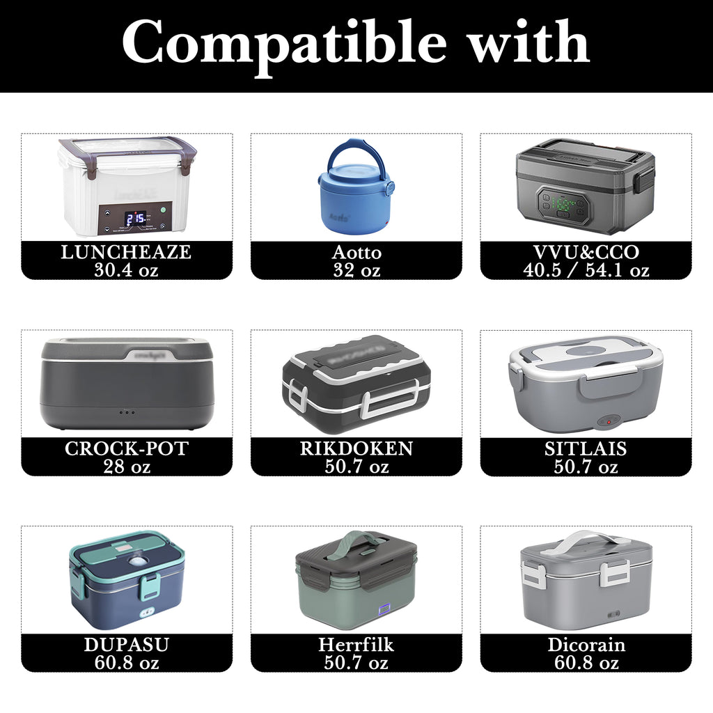 Linkidea Carrying Bag for Electric Heated Lunch Box, Compatible with Crock Pot 28oz, DUPASU 60.8oz, LUNCHEAZE 0.9L, VVU&CCO Cordless 1.2L, 1.6L, Aotto 32oz Electric Heated Lunch Box (Black)