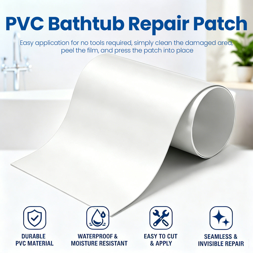 Linkidea A4-Size Tub Repair Patch, Self-Adhesive Crack Repair Patch, Waterproof Peel-and-Stick Sheet Compatible with Acrylic Bathtub, Sink, Shower Surface (White)