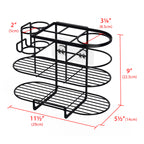 Linkidea Hair Tool Organizer with Hook, Self Adhesive Hair Dryer Holder for Bathroom, Blow Dryer Styling Tool Storage Basket for Bedroom (Black)