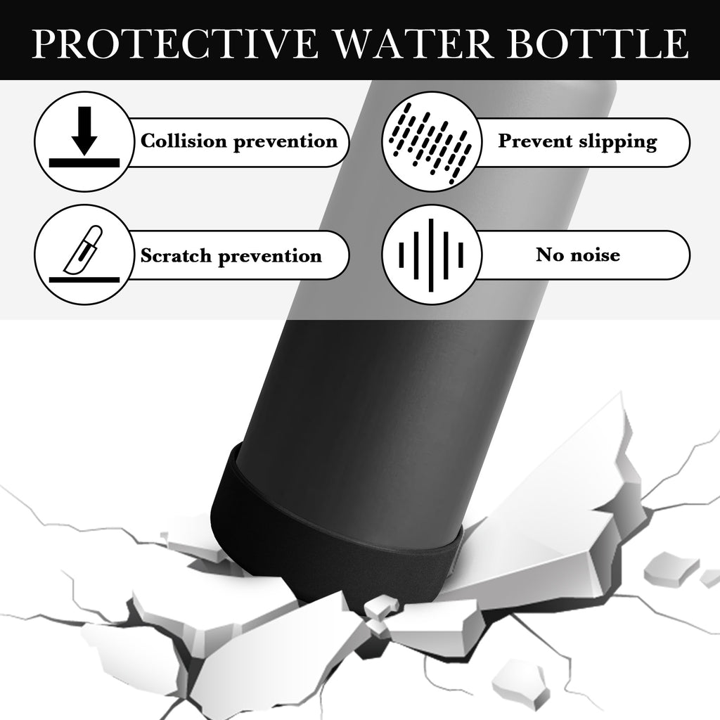 Linkidea Water Bottle Boot Compatible with YETI Rambler Bottle 36oz, Silicone Anti-Slip Water Bottle Bottom Sleeve Cover Protector, Bottle Bumper (Black / 2 Pack)