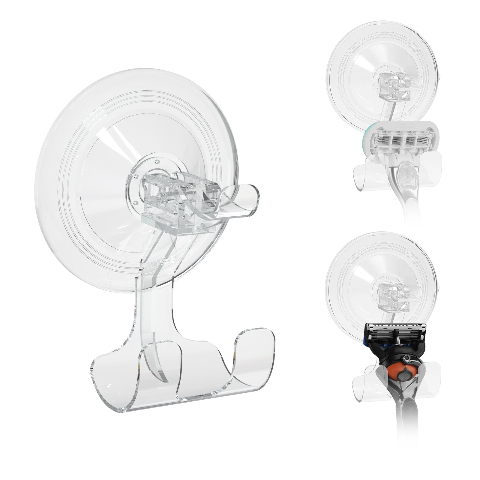 Linkidea 3 Pack Razor Holder for Shower, Wall Mounted Suction Cup Shaver Hanger Hooks, Compatible with Gillette Venus Platinum, Fusion 5 Proshield & Proglide, Mach 3 Classic
