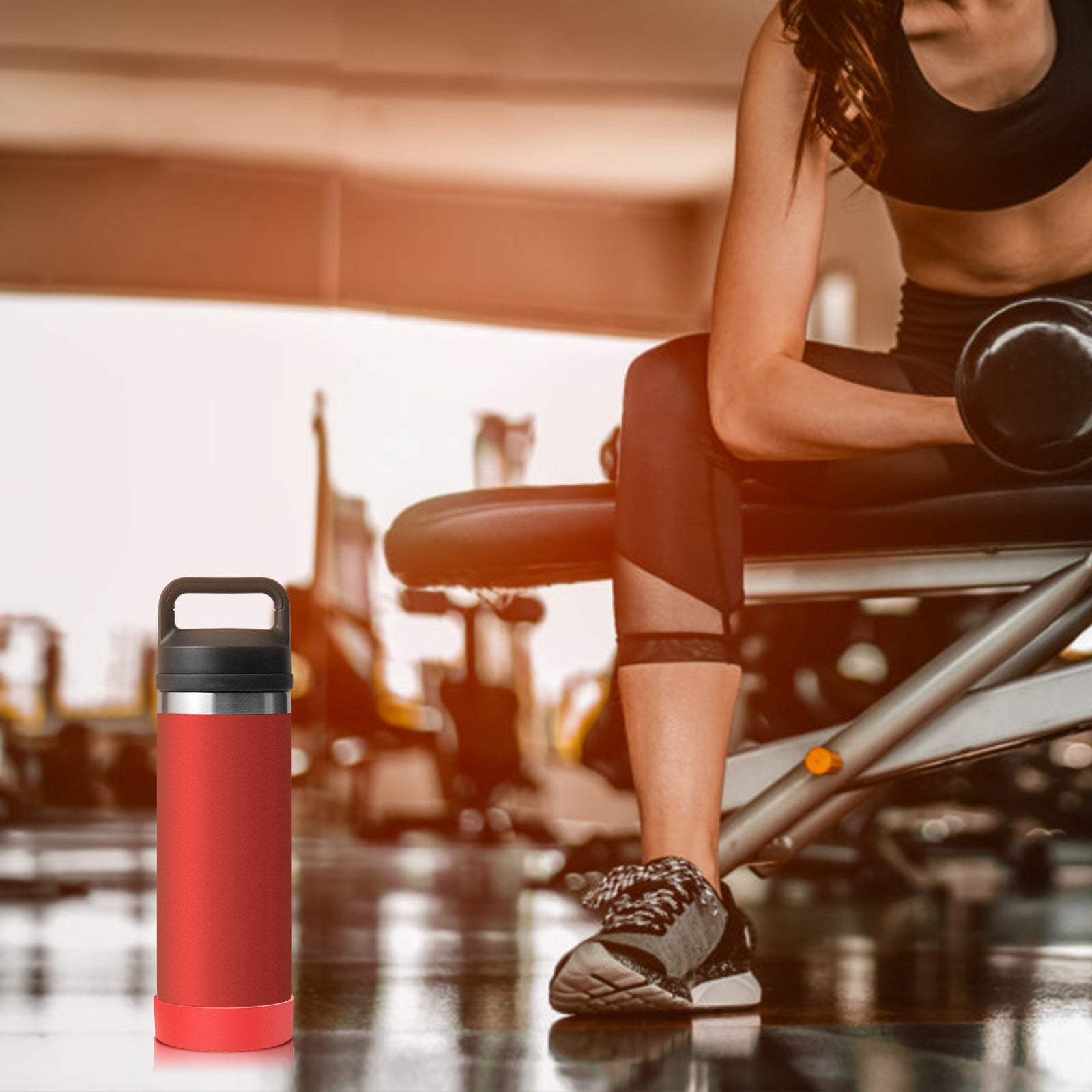 Linkidea 2 Pack Water Bottle Boot Compatible with YETI Rambler Jr. Kids 12oz, Rambler Bottle 12oz/18oz, Yonder 20oz, Silicone Anti-Slip Bottle Bottom Bumper Protector (Red)