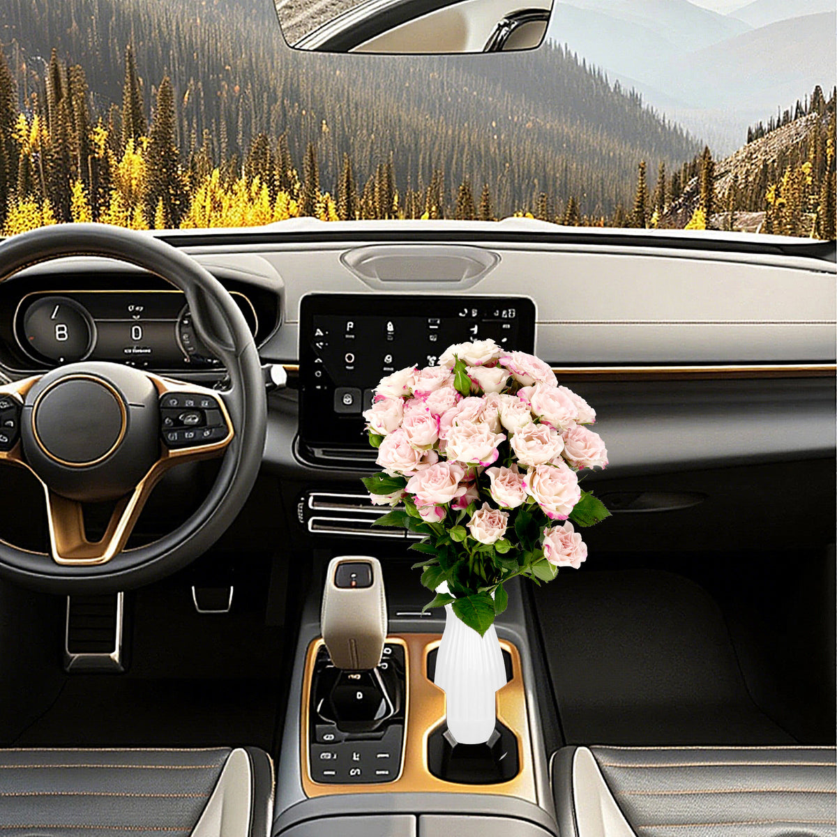 Unbreakable Car Vase for Cup Holder - Durable Plastic Design, Compatible with Most Vehicle Cup Holders, Ideal Decorative Accessory for Cars, Trucks, and SUVs (White)