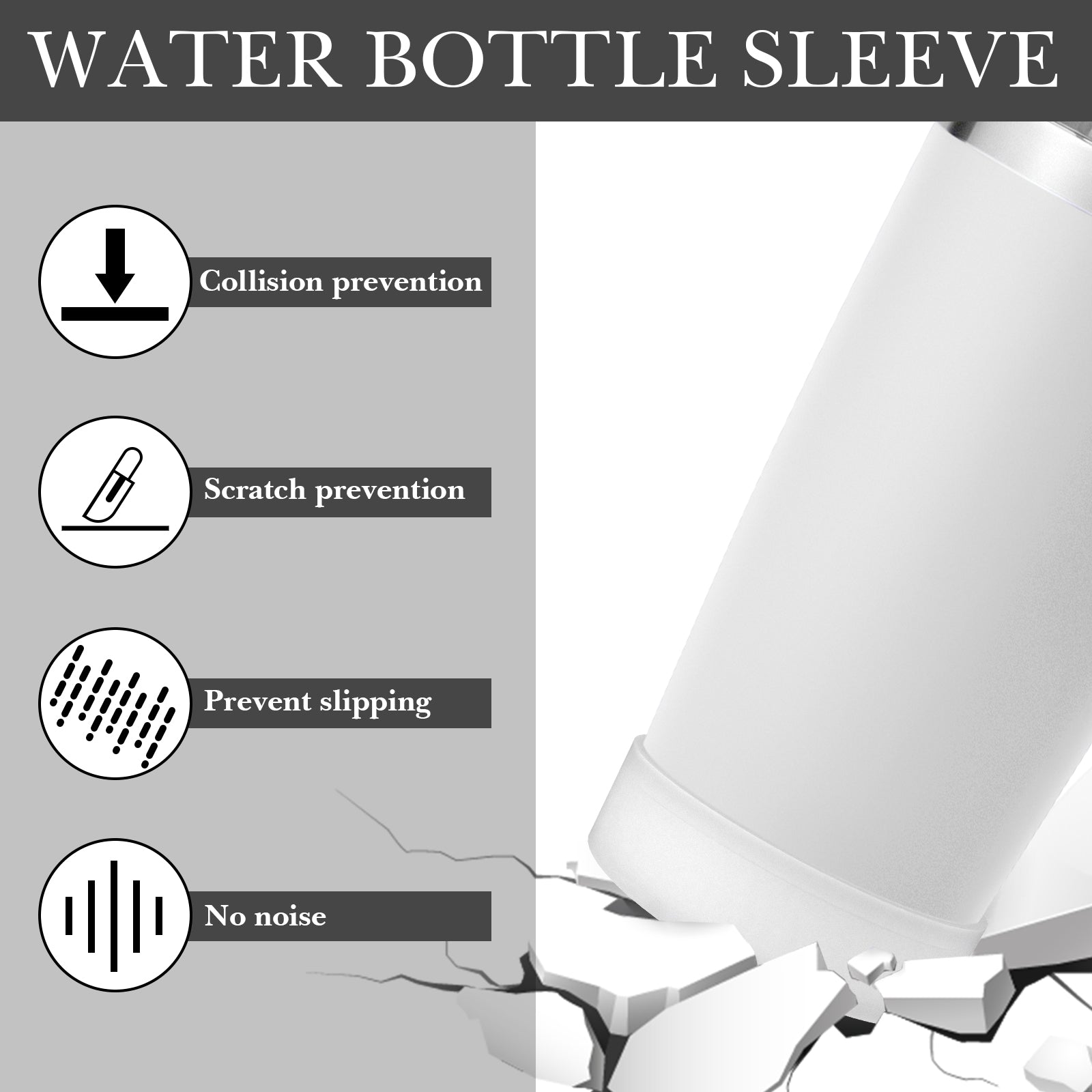 Linkidea 2 Pack Water Bottle Boot Compatible with YETI Tumbler 20oz/30oz, Travel Mug 20oz/30oz, Silicone Anti-Slip Waterbottle Bottom Sleeve Cover Protector (Clear White)