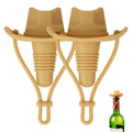 Linkidea 2 Pack Silicone Cowboy Style Bottle Stoppers, Reusable Fun Cap Sealers to Keep Drinks Fresh, Unique Gifts for Boyfriend, Dad, Friends (Yellow)
