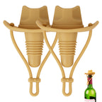 Linkidea 2 Pack Silicone Cowboy Style Bottle Stoppers, Reusable Fun Cap Sealers to Keep Drinks Fresh, Unique Gifts for Boyfriend, Dad, Friends (Yellow)