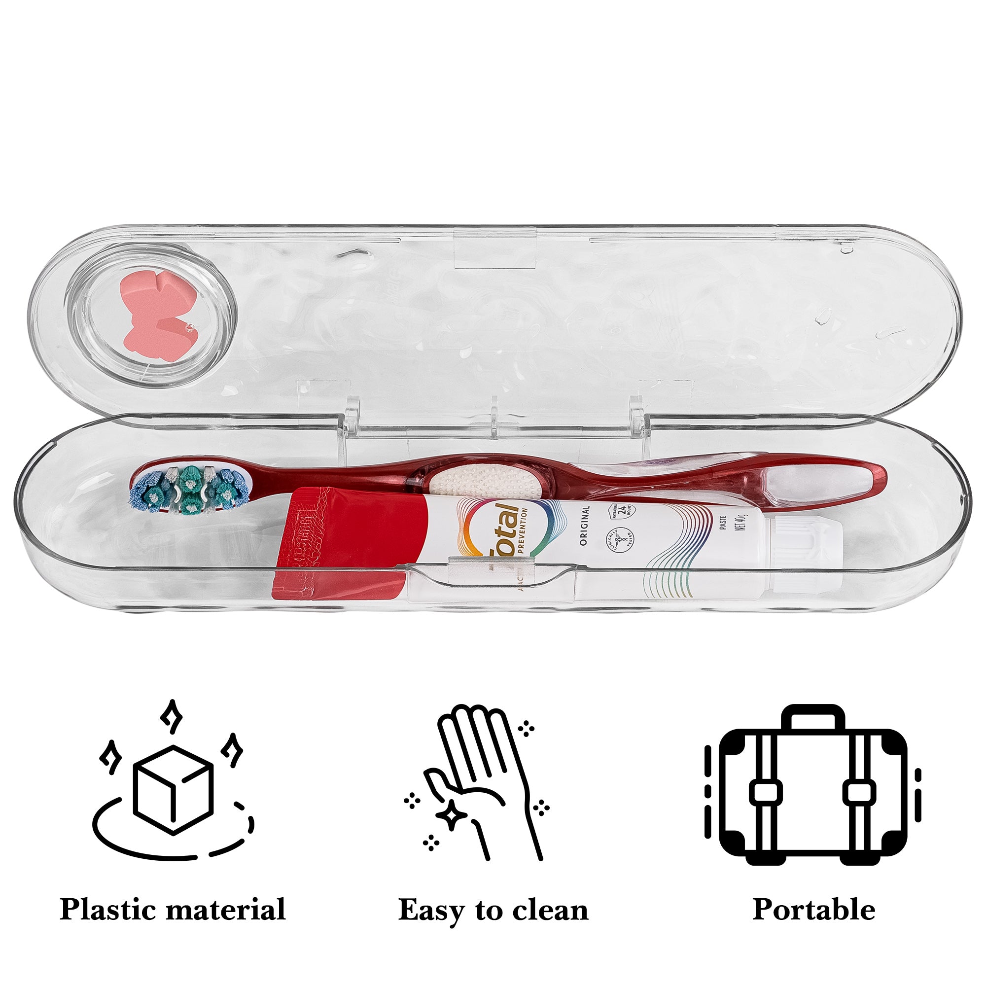 Linkidea 2 Pack Travel Toothbrush Case Holder, Plastic Dustproof Toothpaste Container for Camping, Travelling, Compatible with Colgate Extra Clean, Oral-B CrossAction (Transparent)
