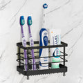Linkidea Toothbrush Holder Wall Mounted, Non-Slip Electric Toothbrush Holder Toothpaste Storage Organizer, 7 Slots Multifunctional Rack for Razor, Shaver, Comb (Black)
